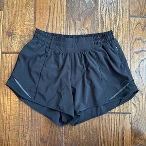 lululemon Black Hotty Hot Low Rise 4” Inseam Shorts- size 6